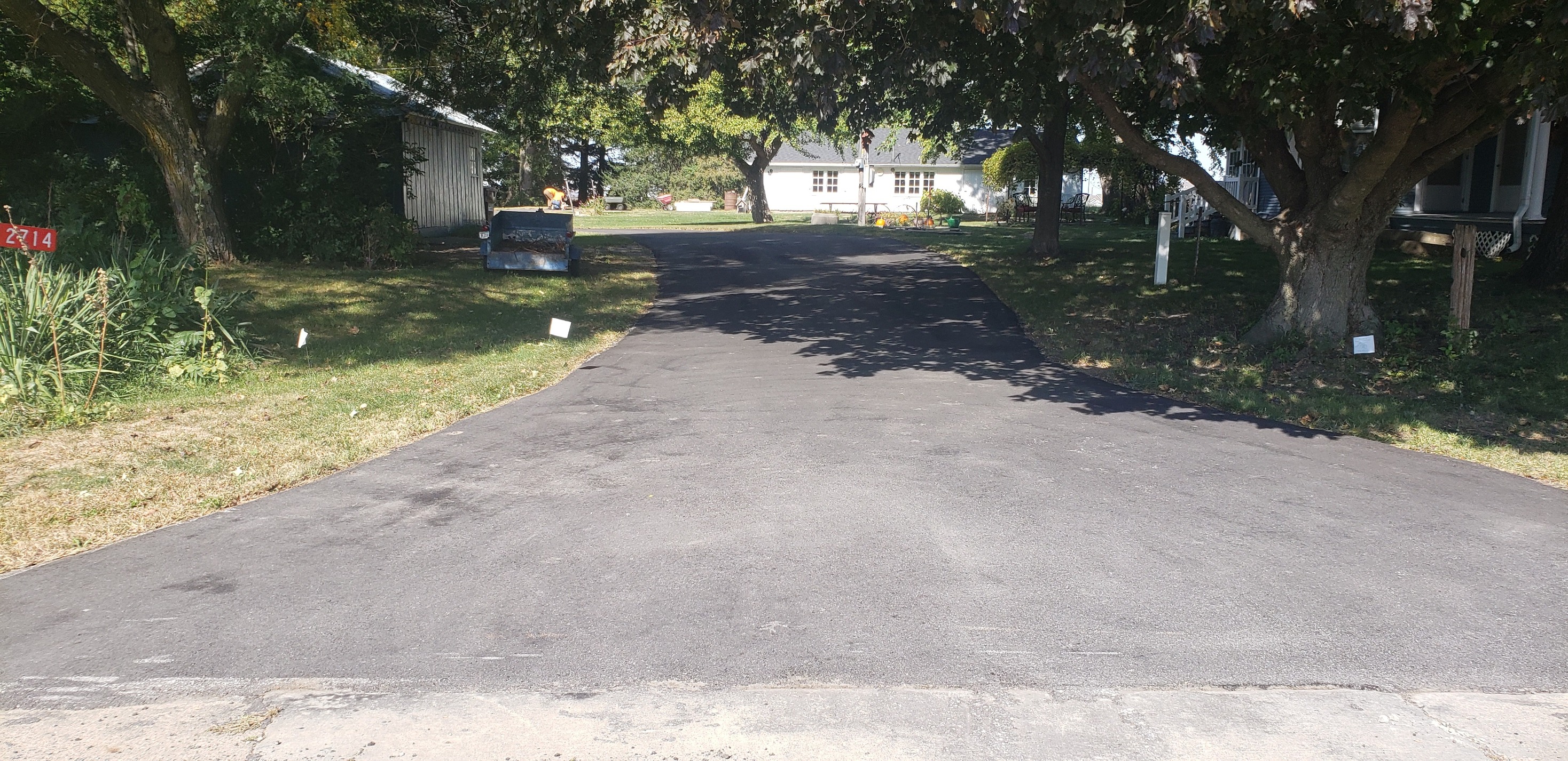Freshly sealed residential driveway